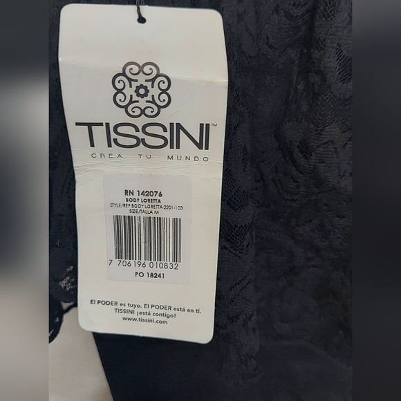 NWT TISSINI Bodysuit Shapewear - Black Lace Detailing and Lycra Body - Women's M - Picture 3 of 6
